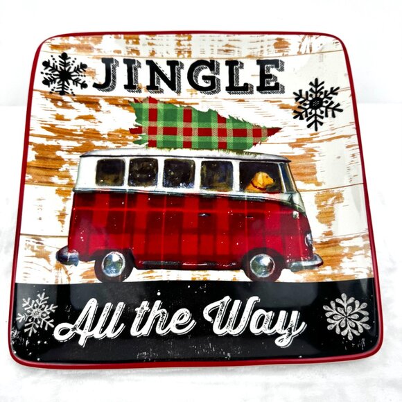 2 Geoffrey Allen 2014 Sleigh Bell 8.5" Square Plates by Certified Internat READ - Picture 8 of 12